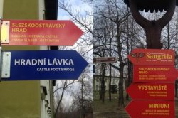 Cedule z centra Ostravy